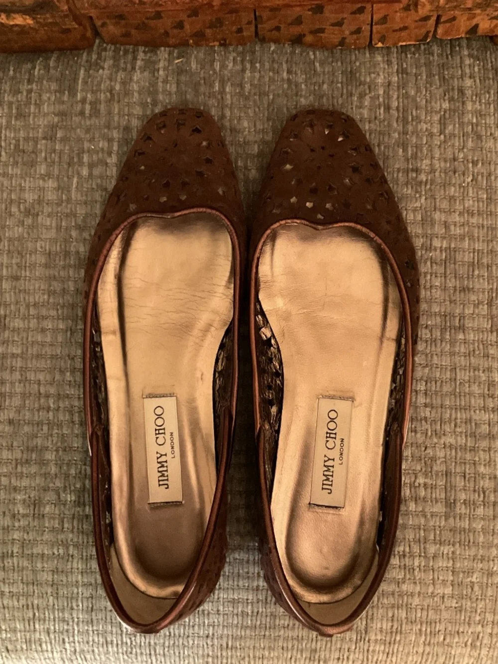 Jimmy Choo, made in Italy, brown suede flats size 40